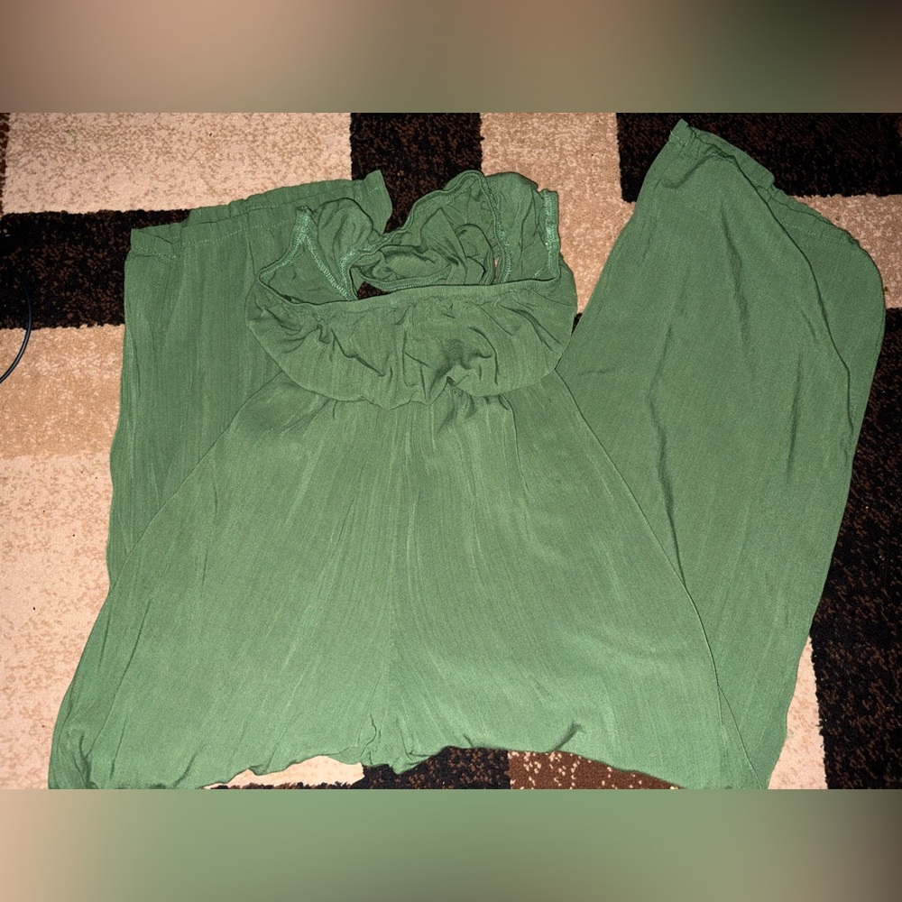 Green Strapless Jumpsuit